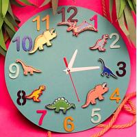Часы настенные "Дино-команда" мятные с фигурками