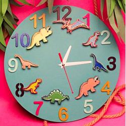 Часы настенные "Дино-команда" мятные с фигурками