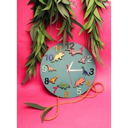 Часы настенные "Дино-команда" мятные с фигурками