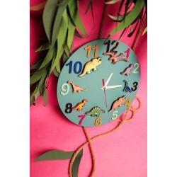Часы настенные "Дино-команда" мятные с фигурками