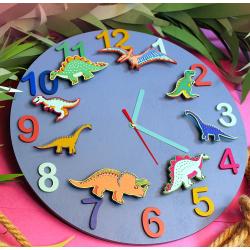 Часы настенные "Дино-команда" маренго с фигурками