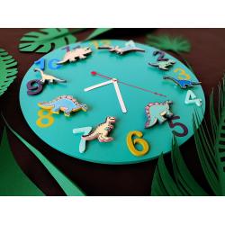 Часы настенные "Дино-команда" бирюзовые с фигурками