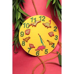 Часы настенные "Дино-команда" желтые с фигурками