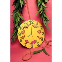 Часы настенные "Дино-команда" желтые с фигурками