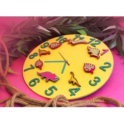 Часы настенные "Дино-команда" желтые с фигурками