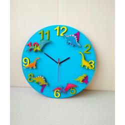 Часы настенные "Дино-команда" голубые с фигурками