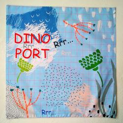 Подушка Брахиозавр голубая