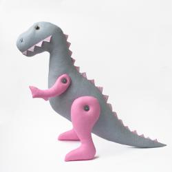 Игрушка Тирекс серо-розовый  (высота 45 см.)