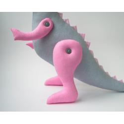 Игрушка Тирекс серо-розовый  (высота 45 см.)