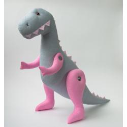 Игрушка Тирекс серо-розовый  (высота 45 см.)