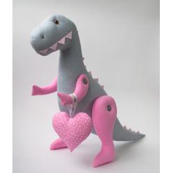 Игрушка Тирекс серо-розовый  (высота 45 см.)