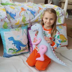 Игрушка Тирекс серо-розовый  (высота 45 см.)