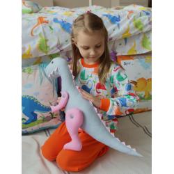 Игрушка Тирекс серо-розовый  (высота 45 см.)