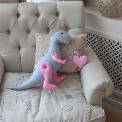 Игрушка Тирекс серо-розовый  (высота 45 см.)